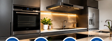 Cuisine moderne équipée d'appareils électroménagers