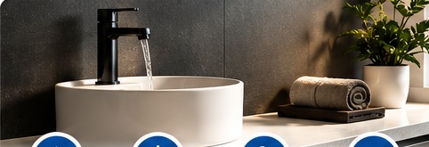 Salle de bains contemporaine avec vasque et robinetterie